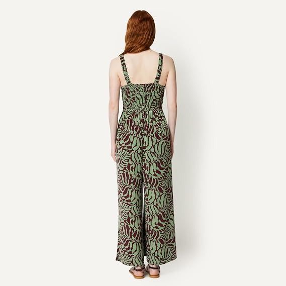 Green And Brown Leaf Print Jumpsuit image 3